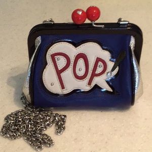 Brighton POP crossbody all leather, silver 25” drop chain, no stains/ scuffs!